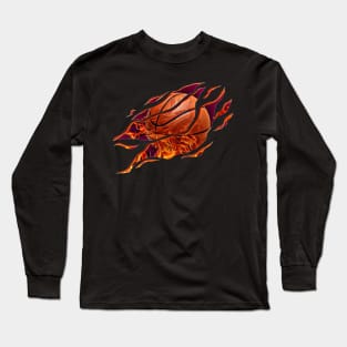 Basketball Flames Long Sleeve T-Shirt